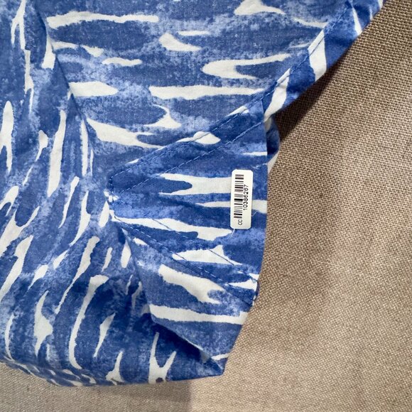 J. McLaughlin Arissa Dress Blue White Print Shirt Dress Pockets Collared Woven - Picture 6 of 9